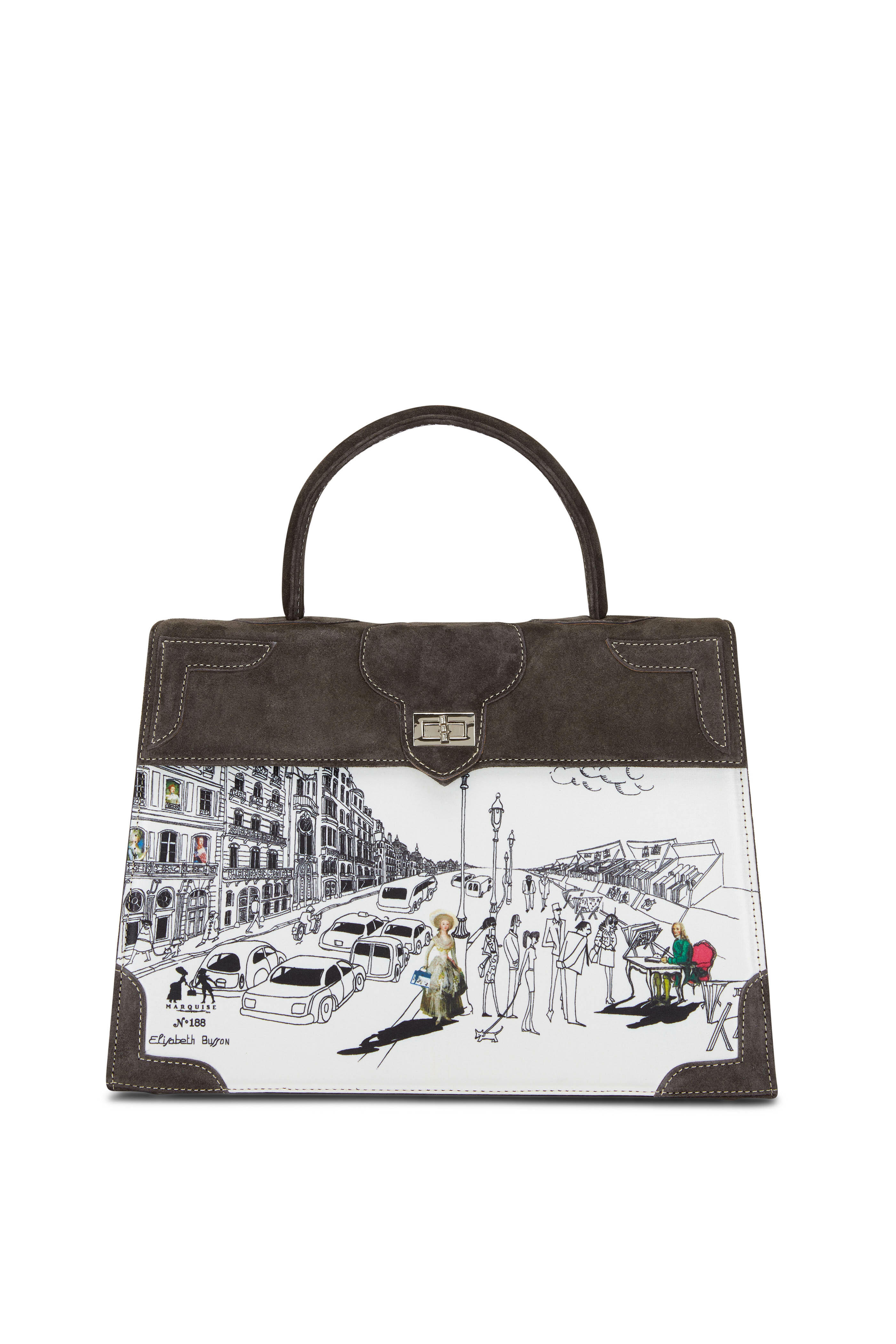 Marquise Paris - Gray Voltaire Satin & Suede Shoulder Bag