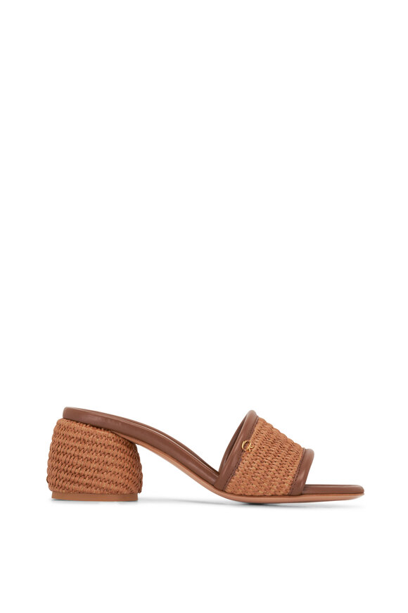 Gianvito Rossi - Brown Raffia & Leather Mule, 60mm 