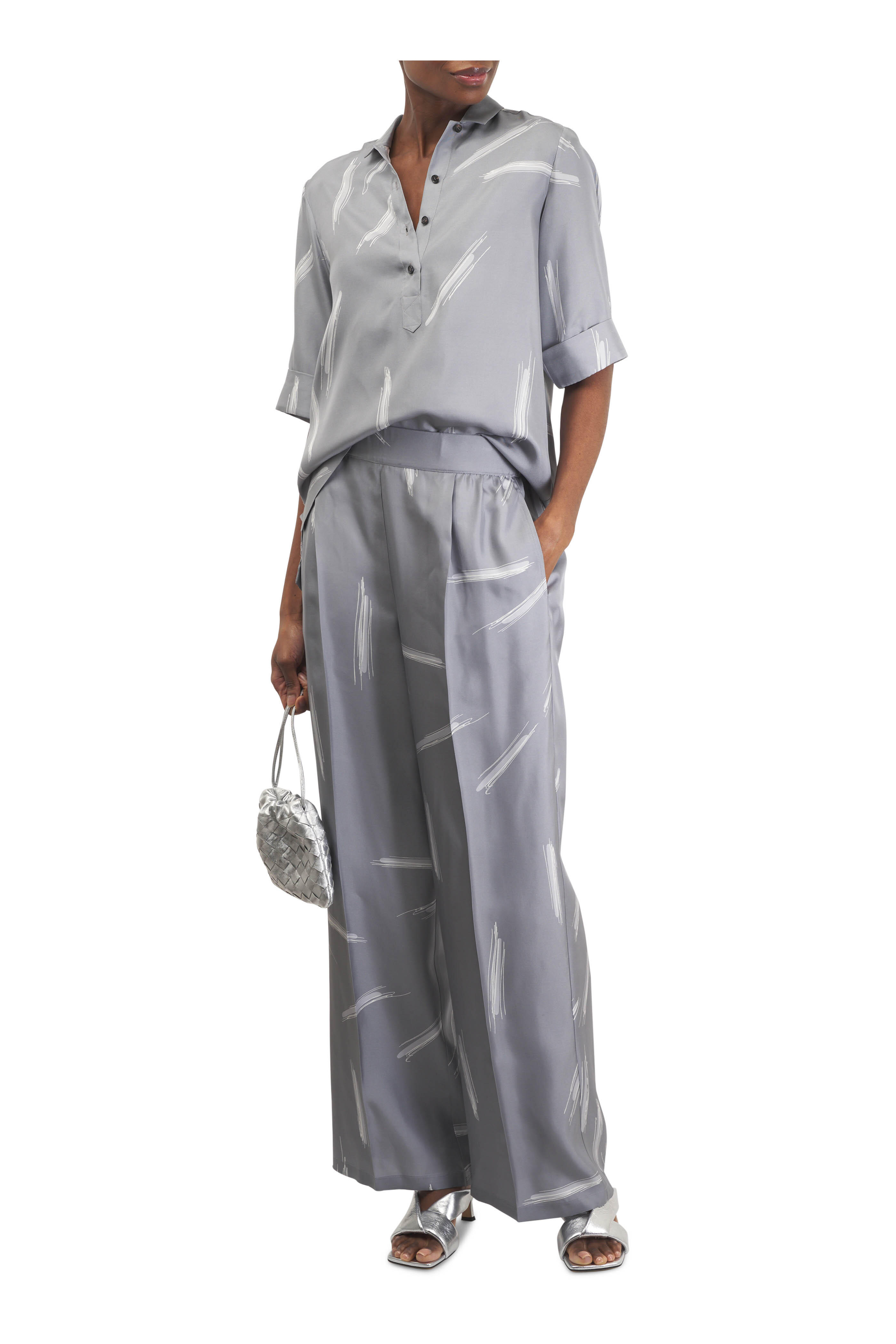 Kiton - Gray Silk Pull On Pant