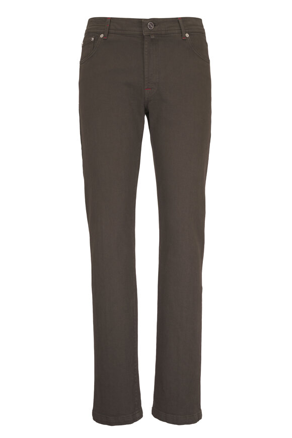 Kiton Brown Five Pocket Denim Pant - view 1