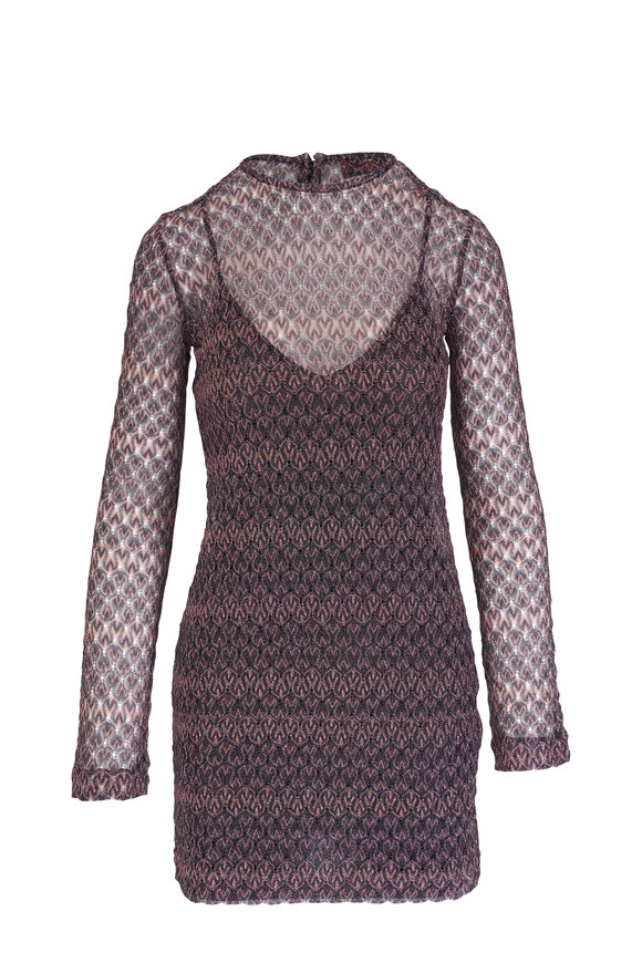 Missoni - Lace Lamé Bronze Metallic Mini Dress 