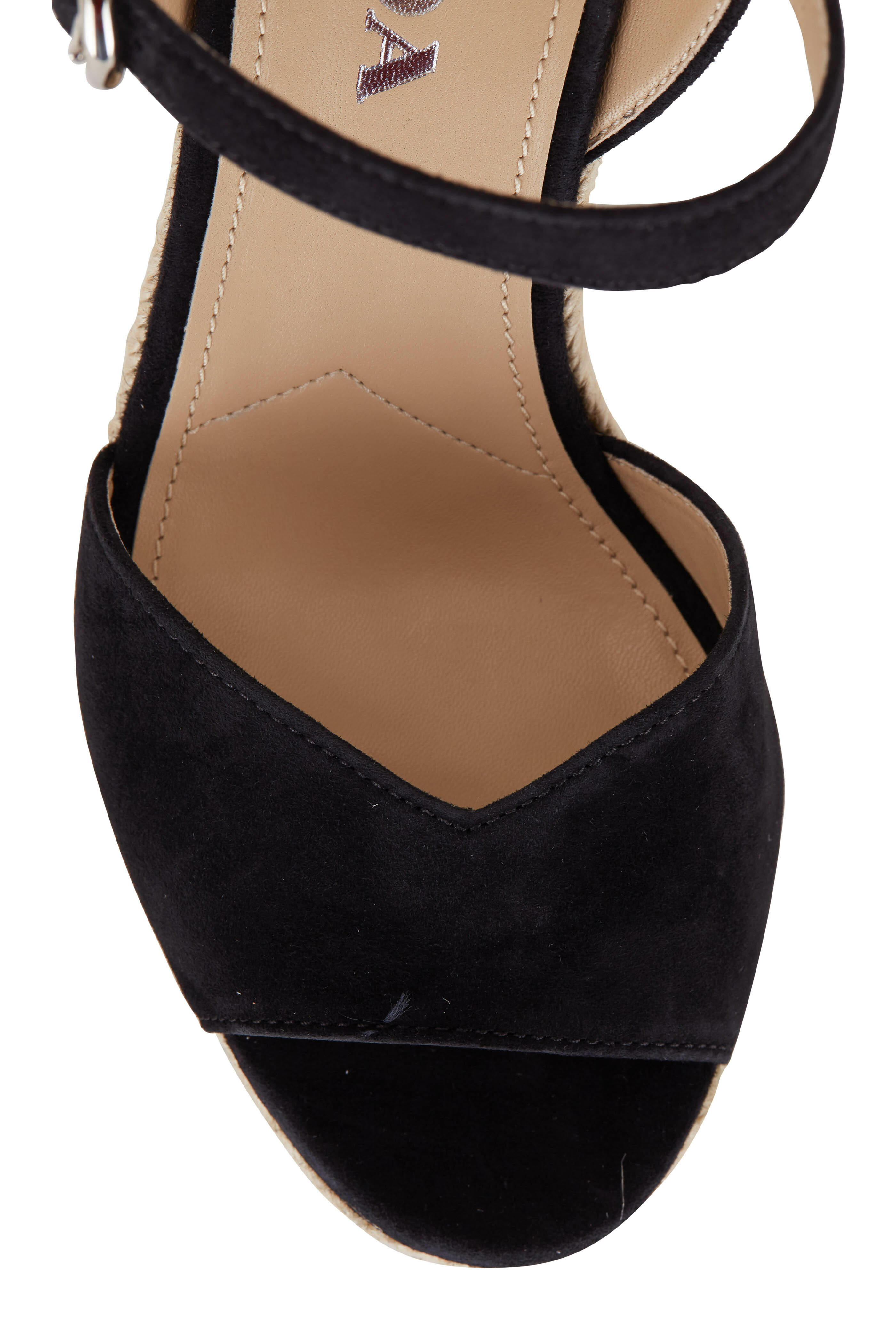 Prada - Black Suede V Wedge Espadarille, 95mm