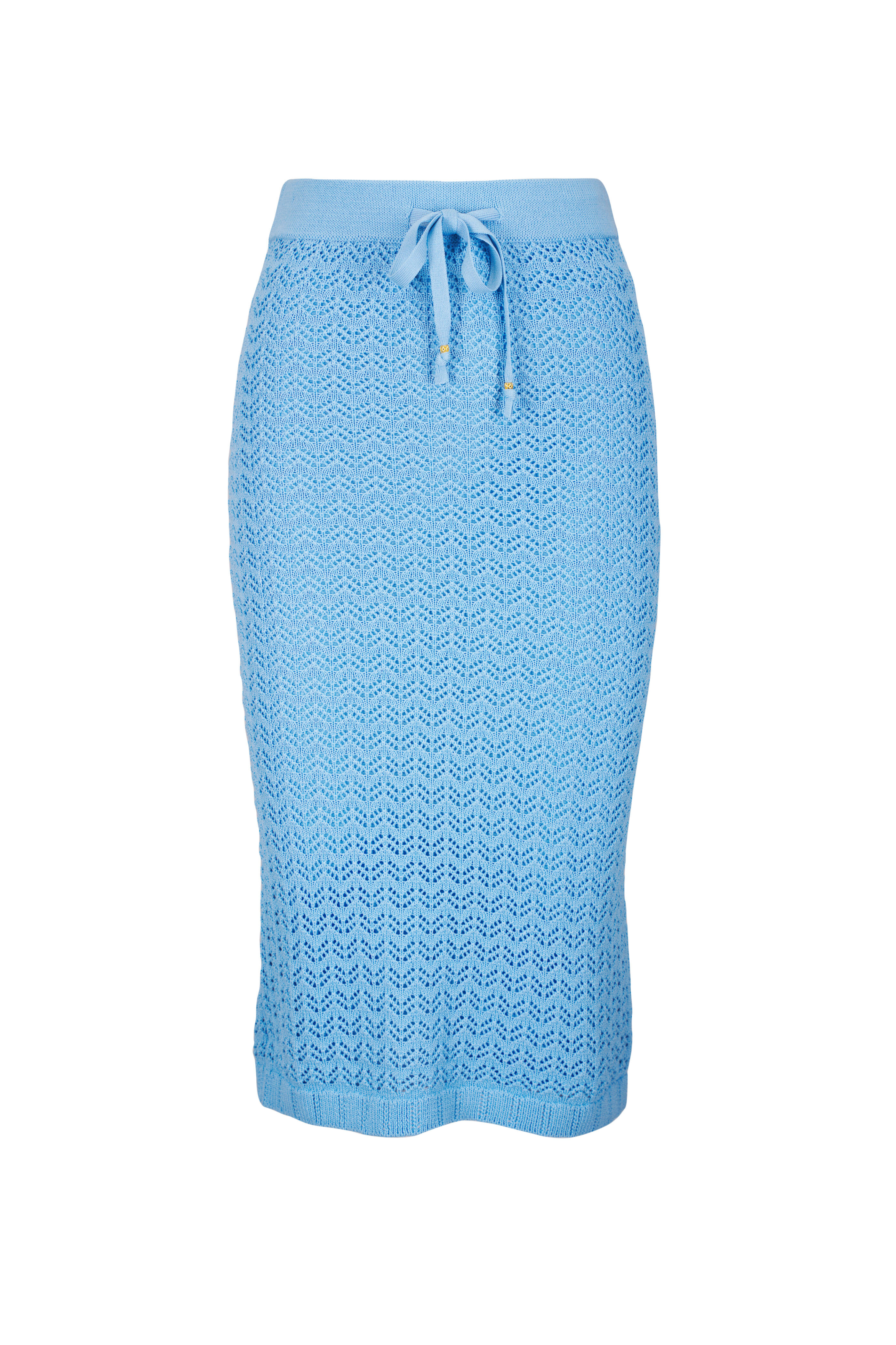 L'Agence - Lacen Pale Blue Pointelle Knit Skirt