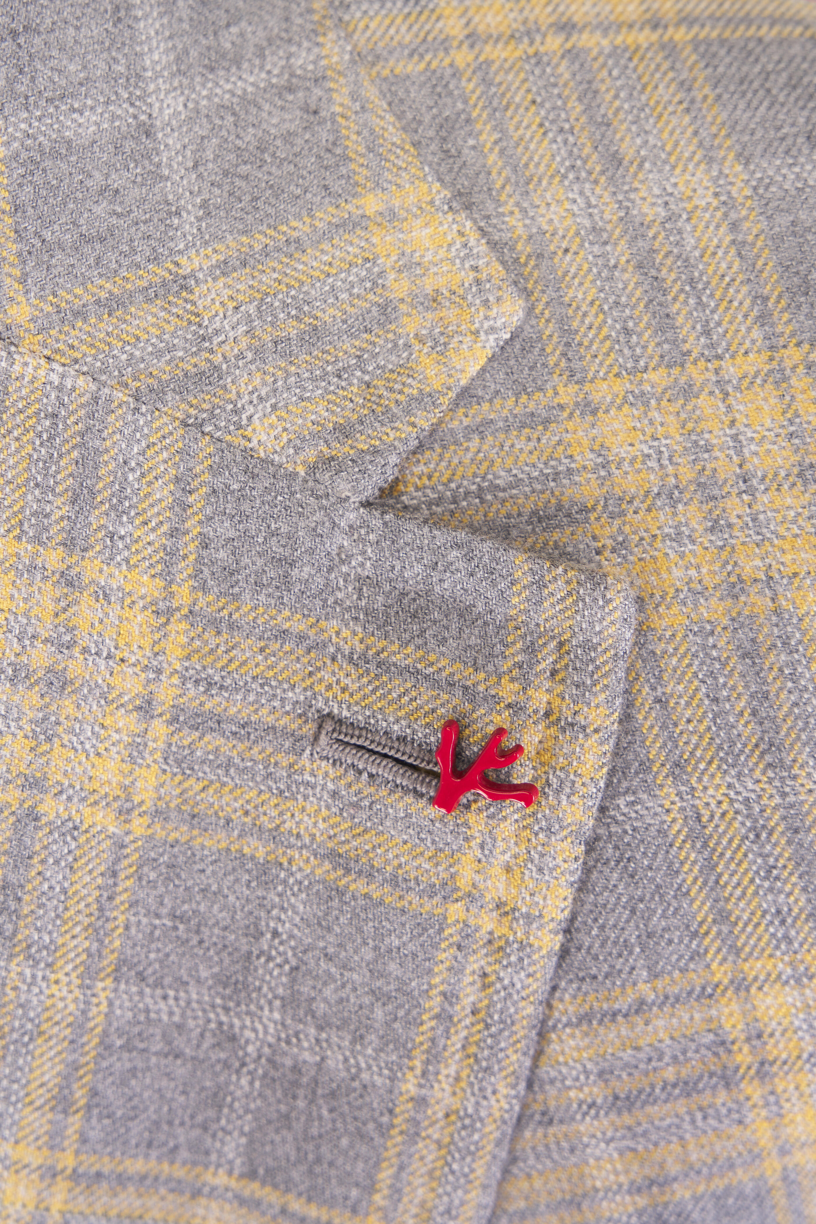 Isaia - Gray & Yellow Plaid Cashmere & Silk Sportcoat - view 3