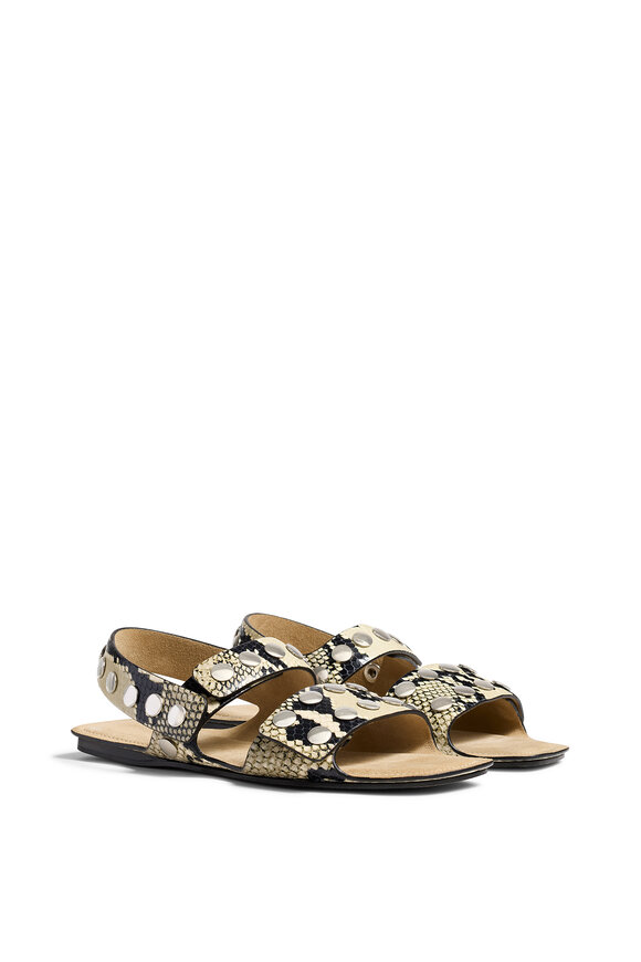 Khaite Boden Neutral & Silver Leather Studded Sandal - view 7