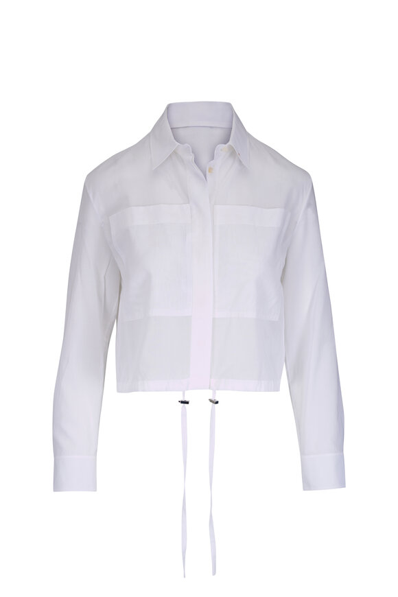 Akris Ecru Cotton Voile Drawstring Top - view 1