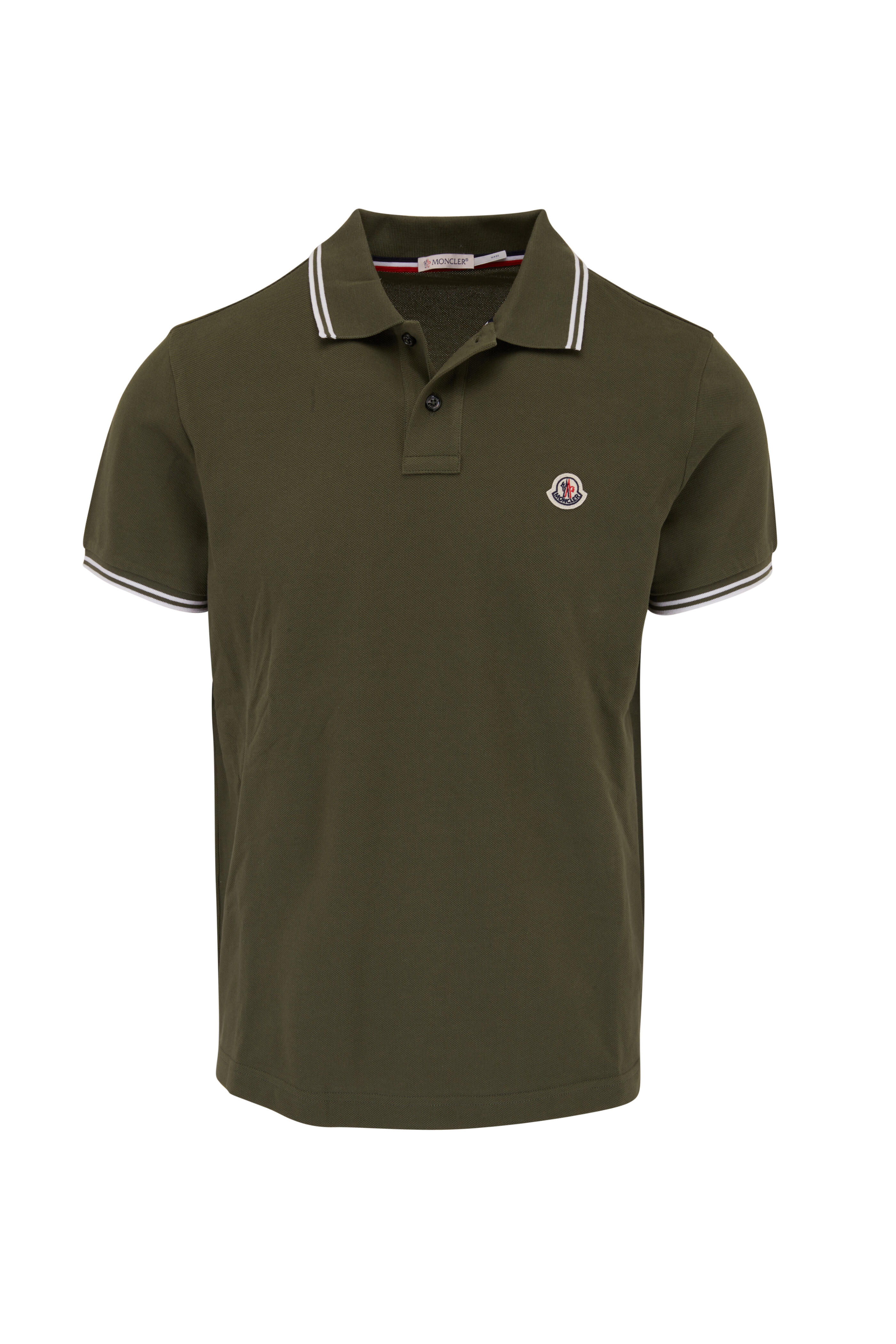 Moncler - Olive Piqué Tipped Short Sleeve Polo