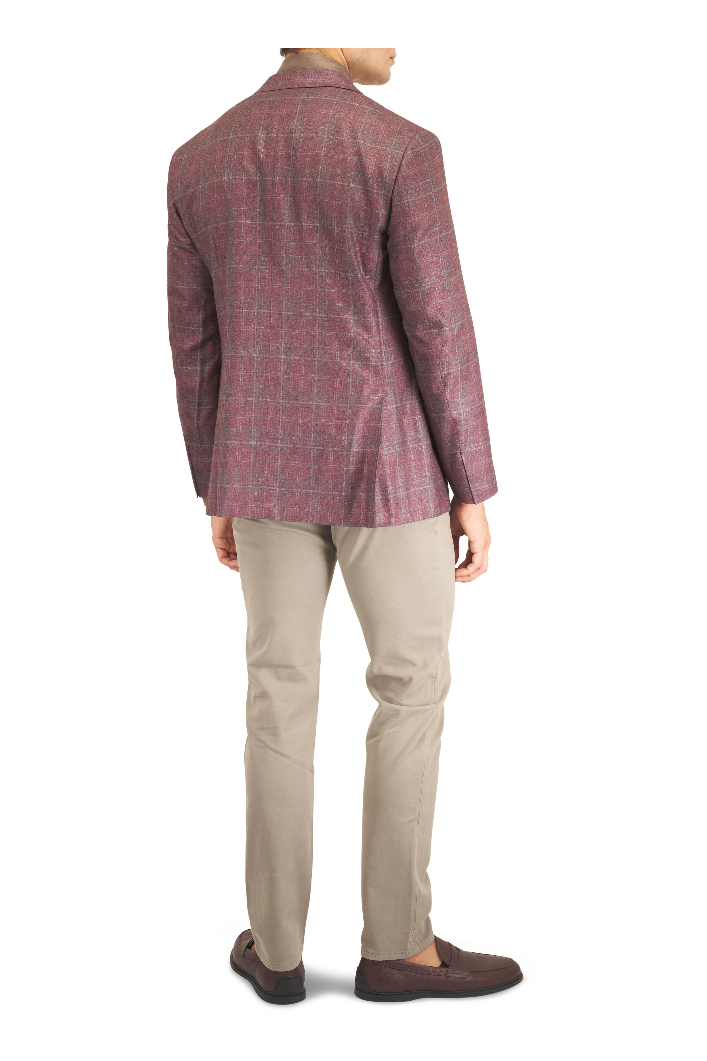 Canali - Kei Garnet Plaid Silk & Cashmere Sporcoat - view 3