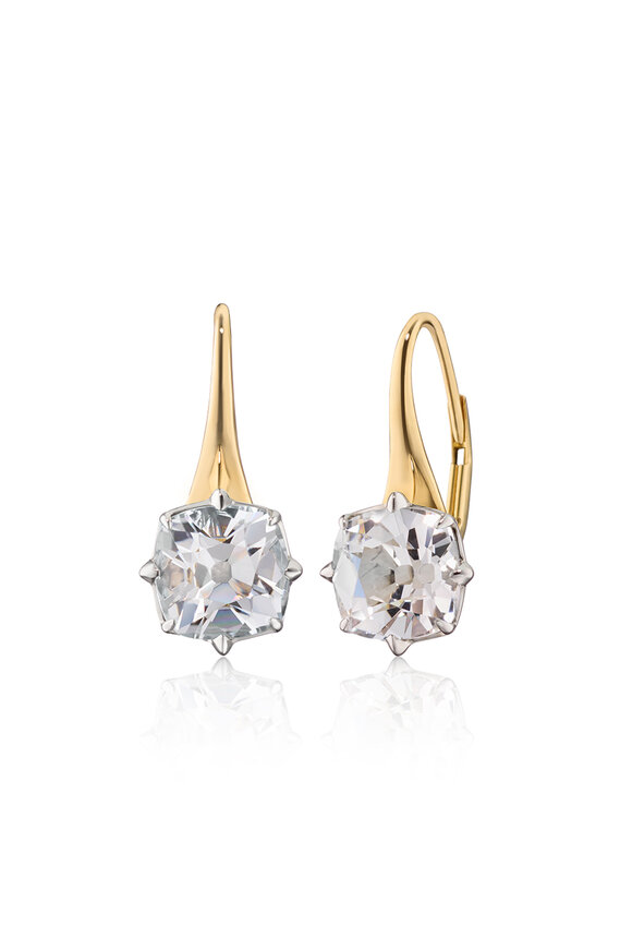 Monica Rich Kosann 18k Yellow Gold Rock Crystal Drop Earrings