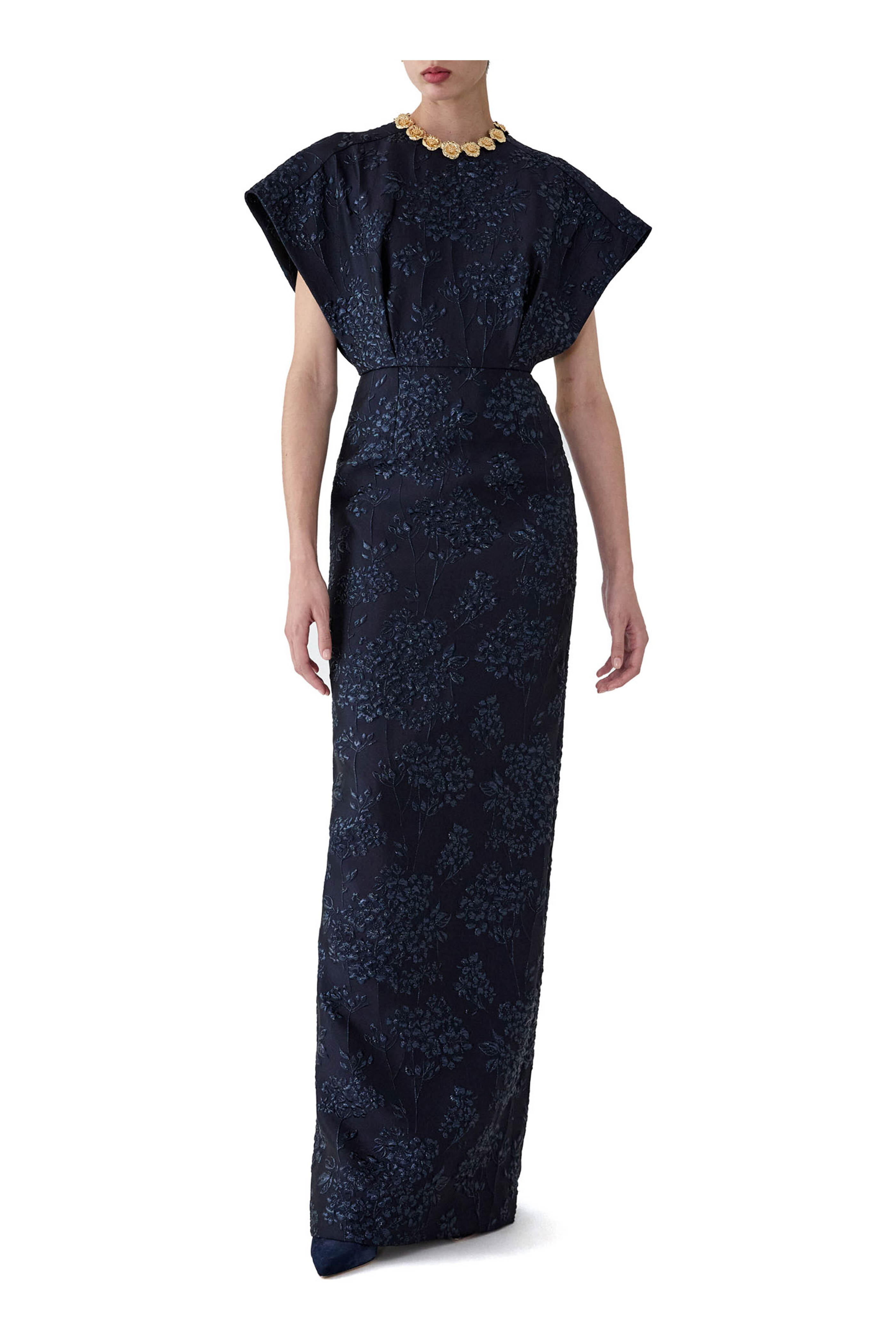 Carolina Herrera - Black Floral Bouquet Lurex Jacquard Gown - view 2