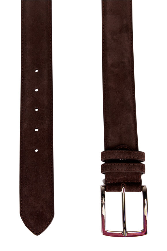 Bontoni Dark Brown Suede Belt - view 2
