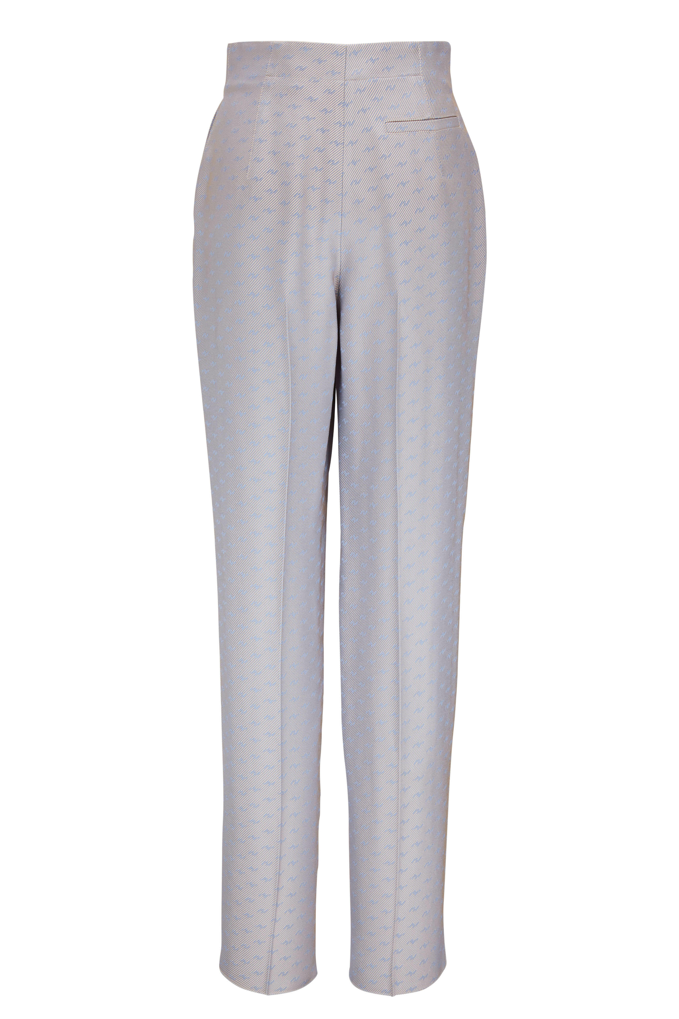 Giorgio Armani - Light Blue Jacquard High-Rise Pant