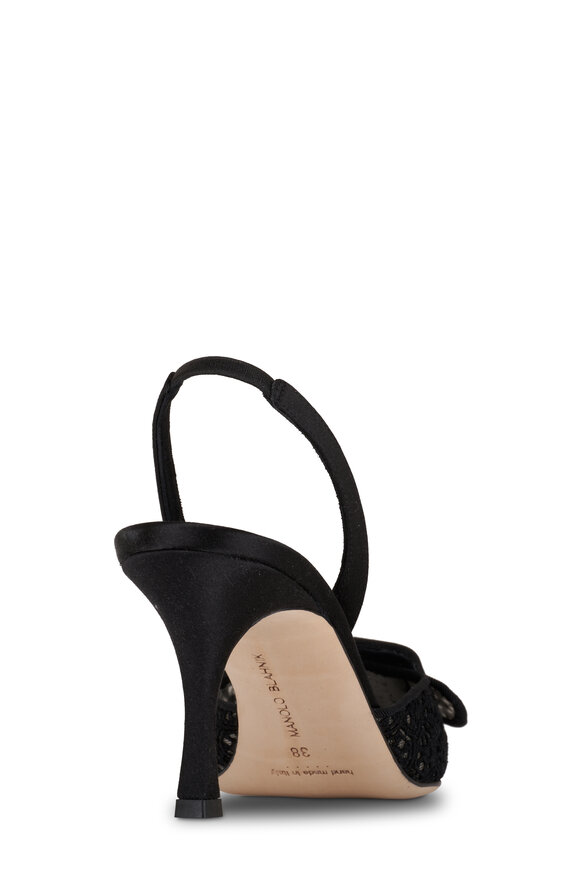 Manolo Blahnik - Maysli Black Lace Buckle Slingback, 75mm