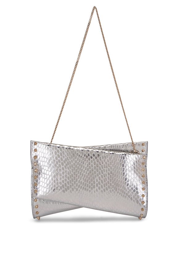 Christian Louboutin - Small Loubitwist Silver Embossed Leather Clutch