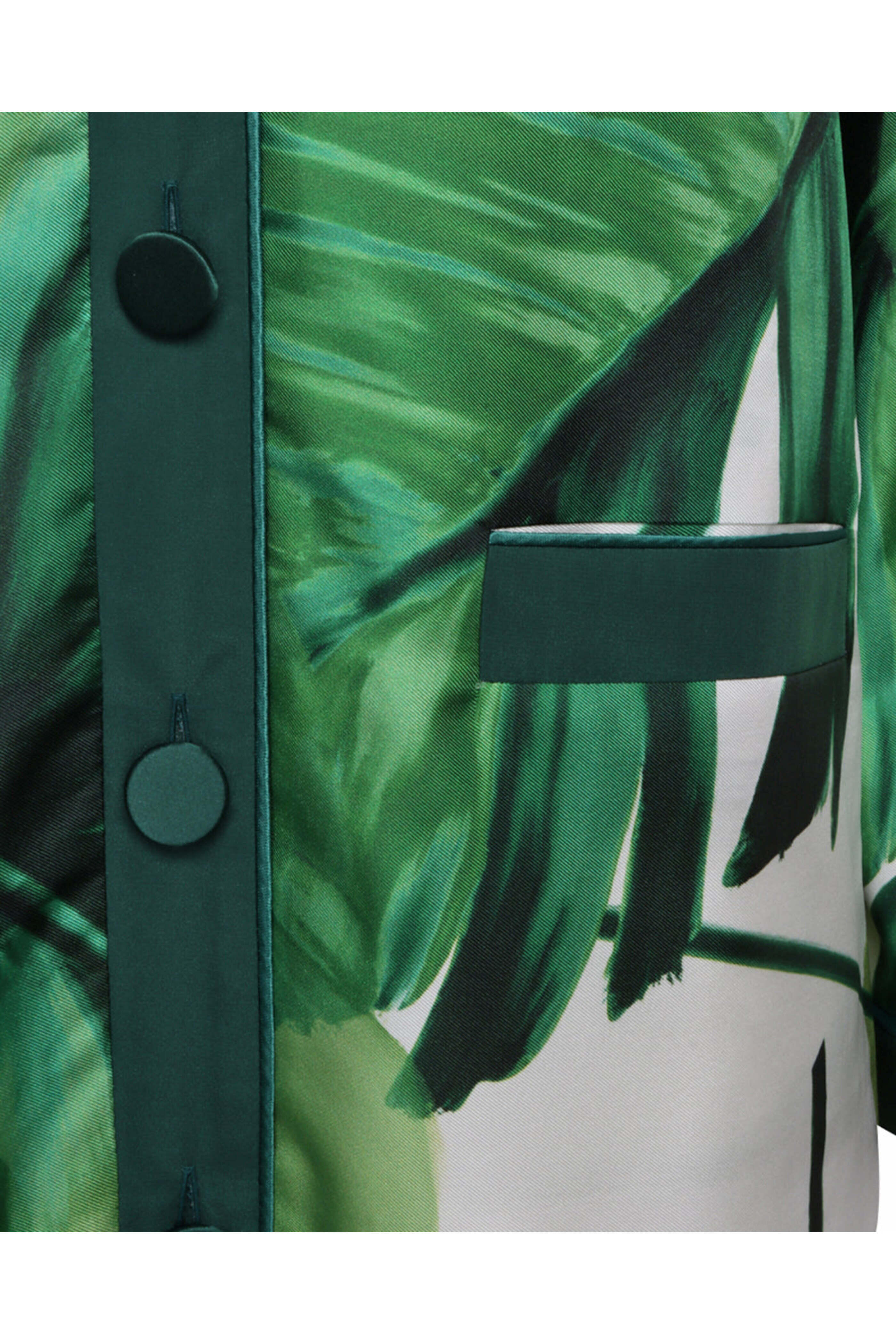 F.R.S. - Green Palm Print Silk Ligea Jacket