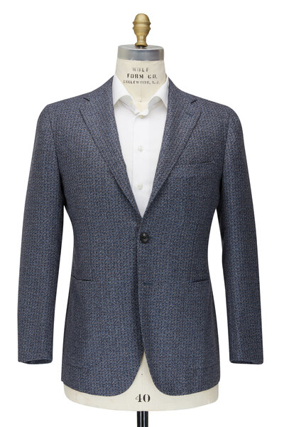 Kiton - Blue & Gray Windowpane Sportcoat | Mitchell Stores