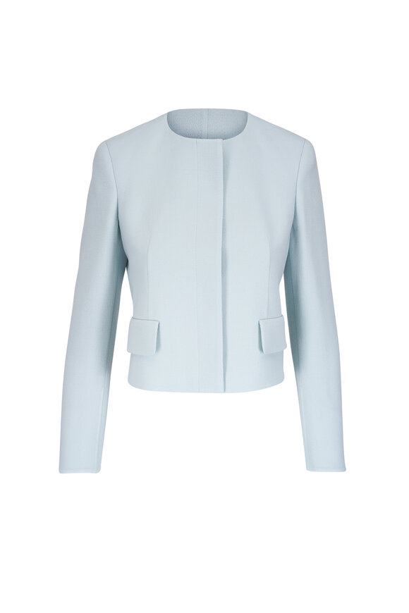 Akris Adriana Stone Wool Cropped Jacket