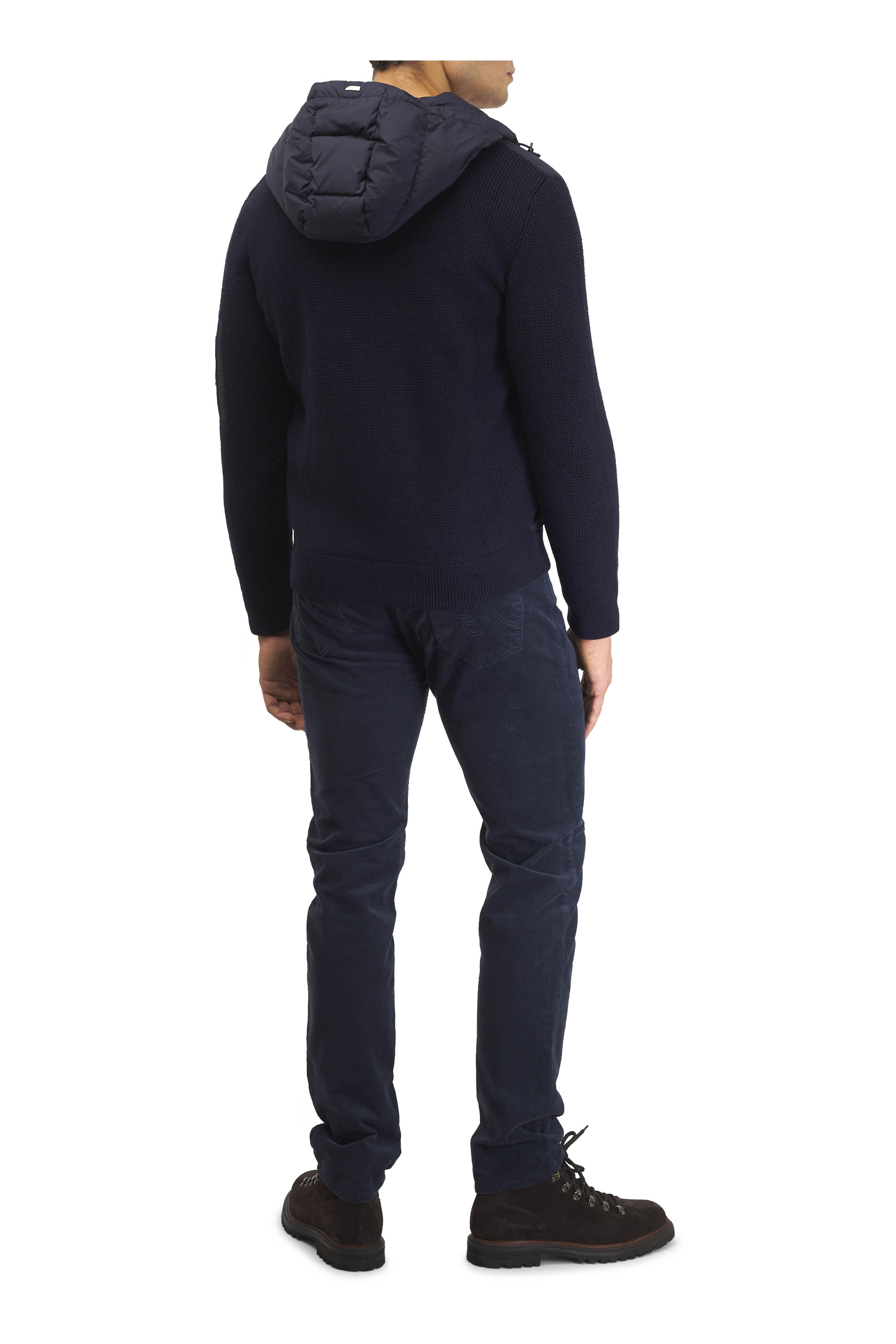 Herno - Navy Wool Hooded Down Jacket