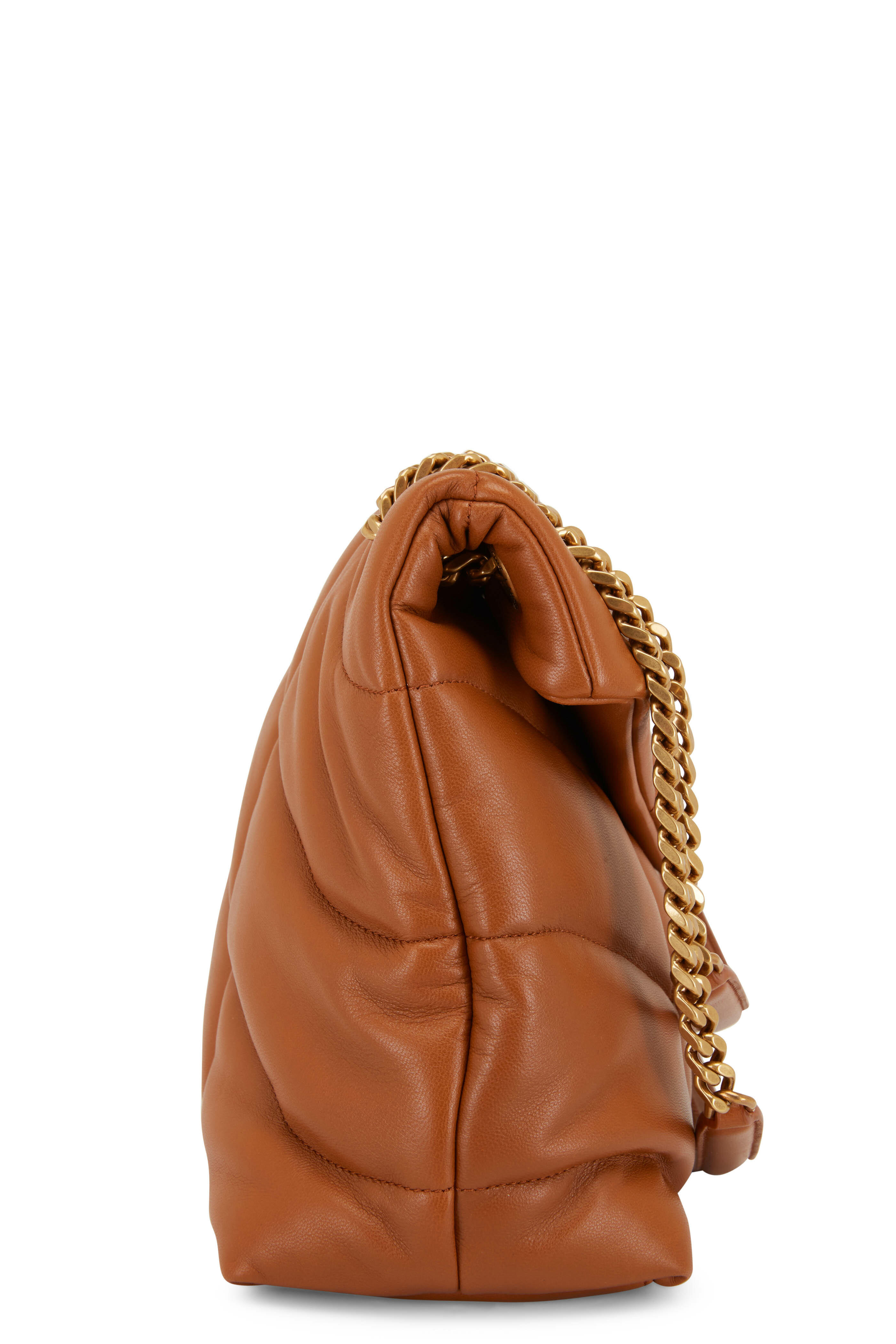 Saint Laurent - Loulou Dark Honey Leather Medium Shoulder Bag