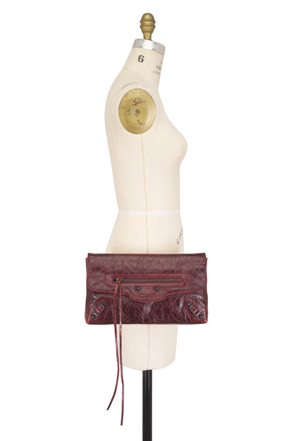 Balenciaga Le City Merlot Leather Clutch - view 5