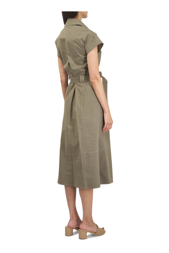 Antonelli Megan Military Green Zip Front Shirtdress - view 4