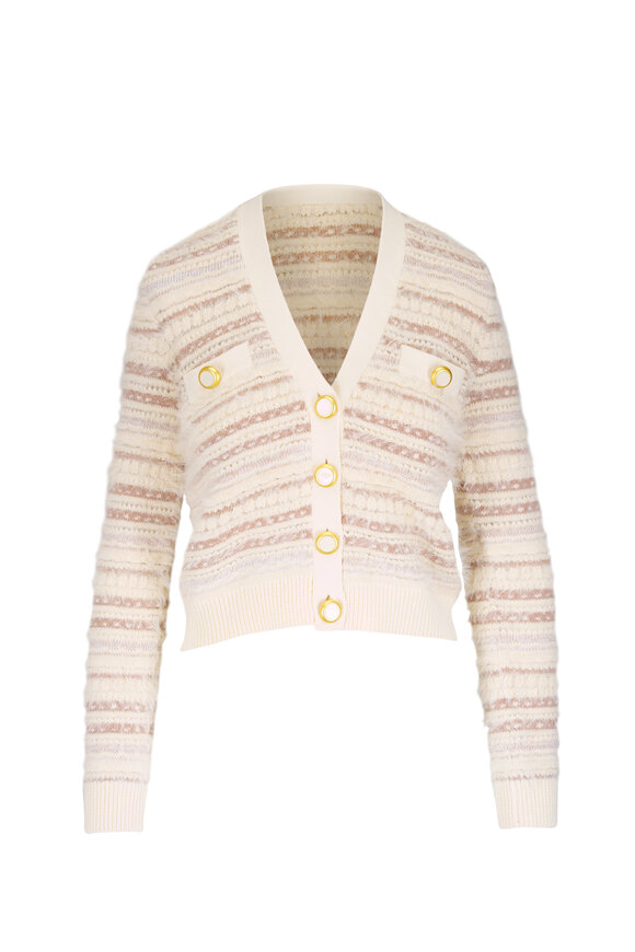 L'Agence Ariadne Ecru Multicolor Mixed Stitch Cardigan - view 1