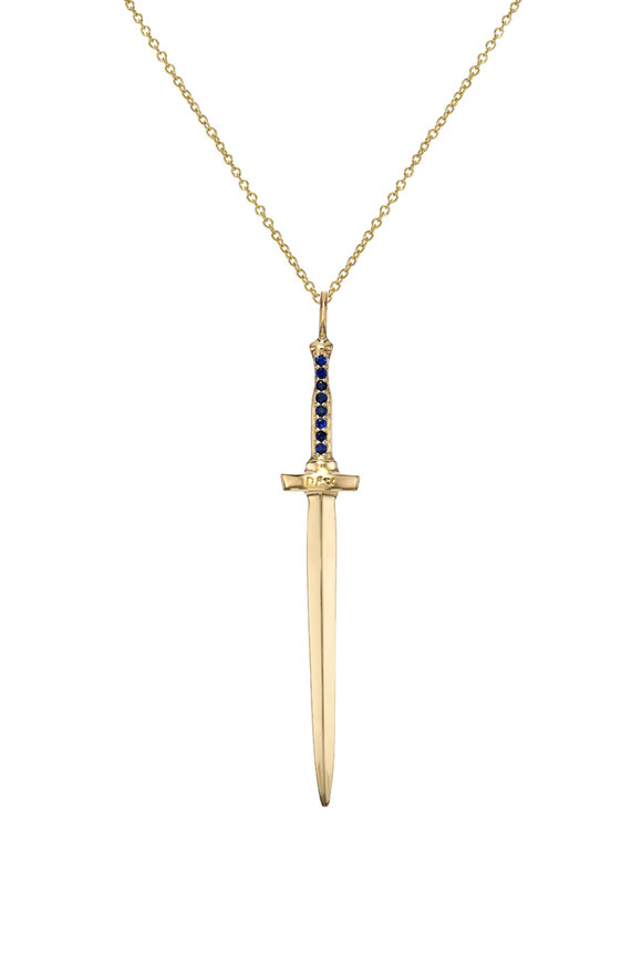 Dru - Blue Sapphire Dagger Pendant