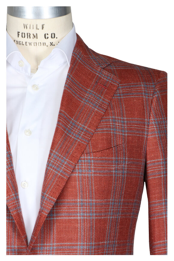 Cesare Attolini Orange Slate Plaid Sportcoat