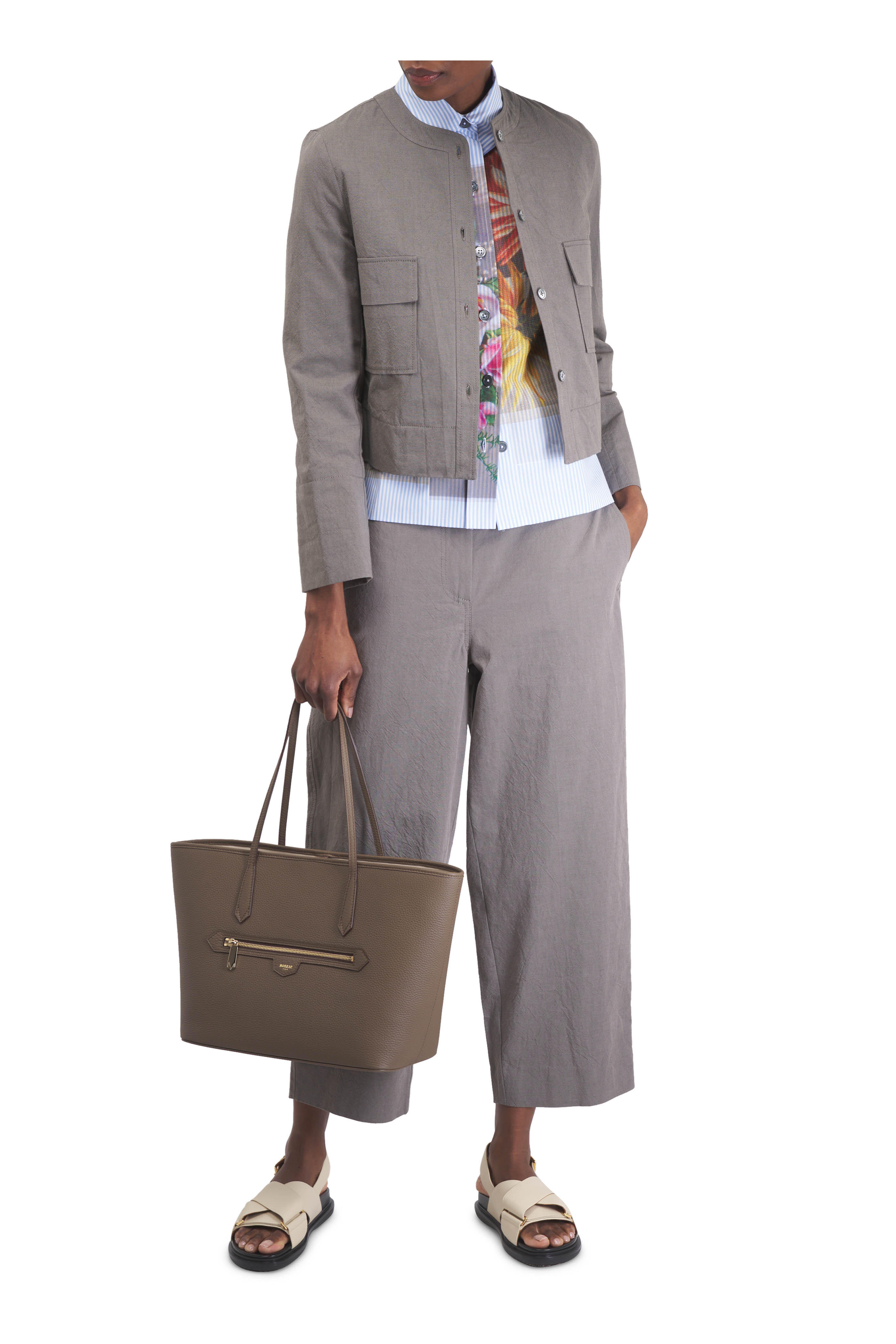 Moreau Paris - Medium Monaco Taupe Leather Tote