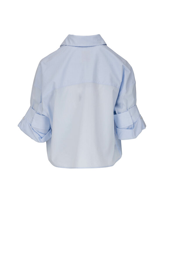 TWP Next Ex Baby Blue Cotton Button Up Blouse - view 3