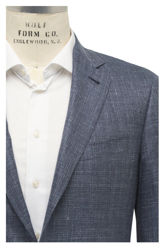 Canali Kei Blue Wool, Silk & Linen Sportcoat