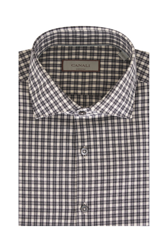 Canali Gray Plaid Cotton Sport Shirt - view 1