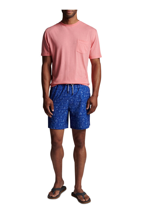 Peter Millar - Atlantic Blue Sailboat Blue Print Swim Trunks