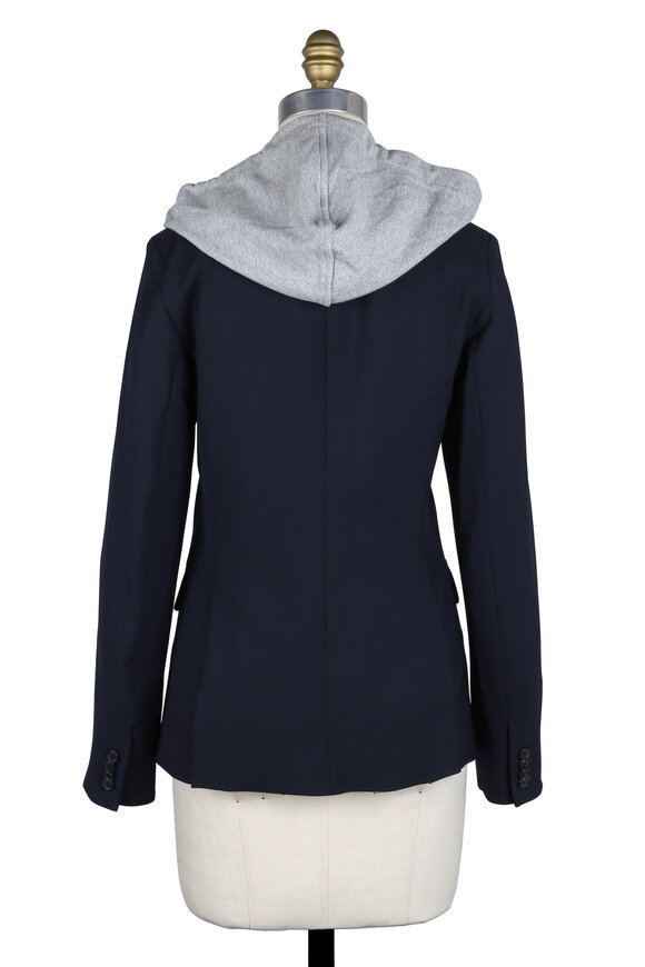 Veronica Beard - Navy Blue Wool Blazer with Hoodie 