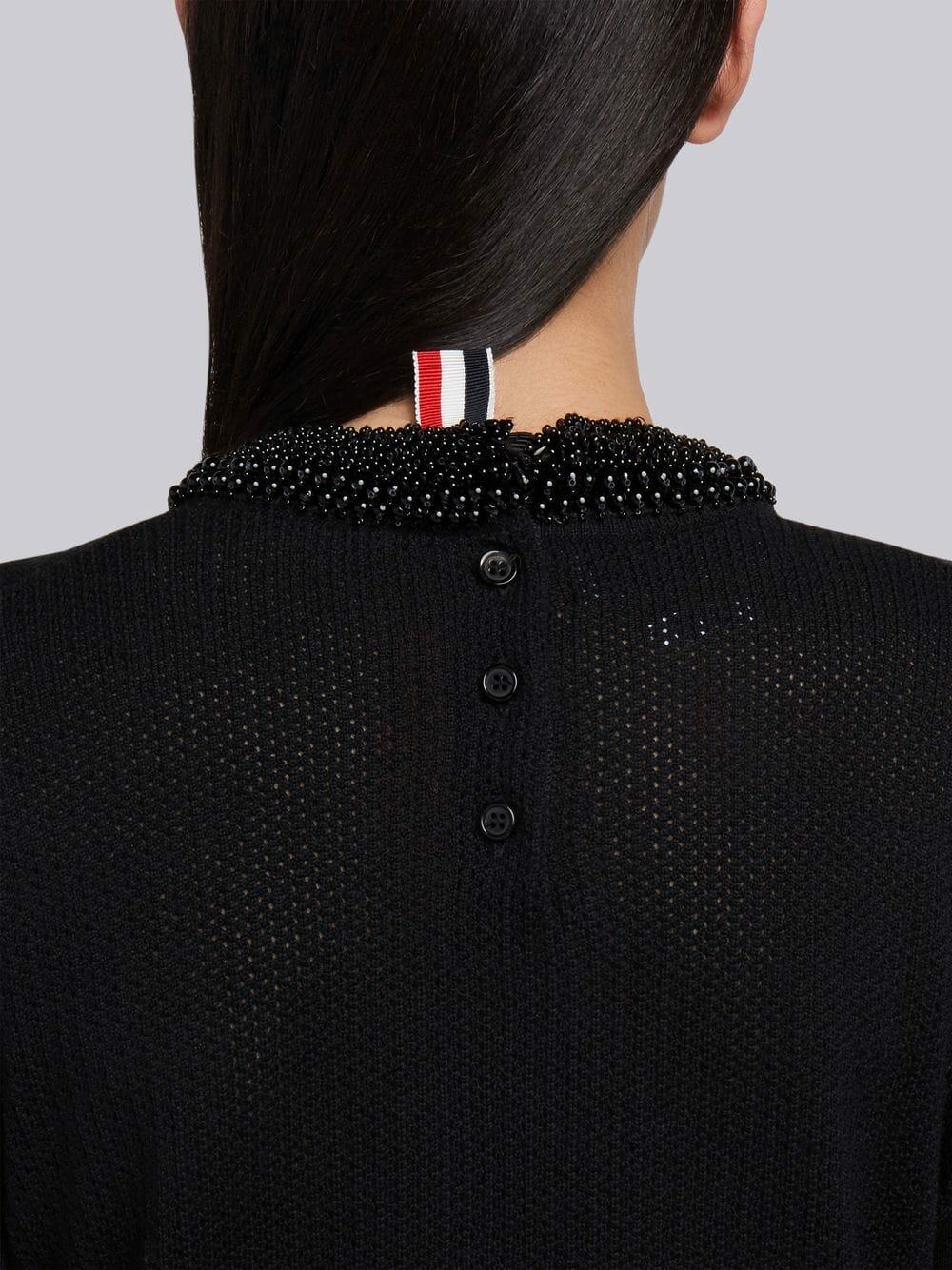 Thom Browne - Black Pearl Trim Crewneck Sweater