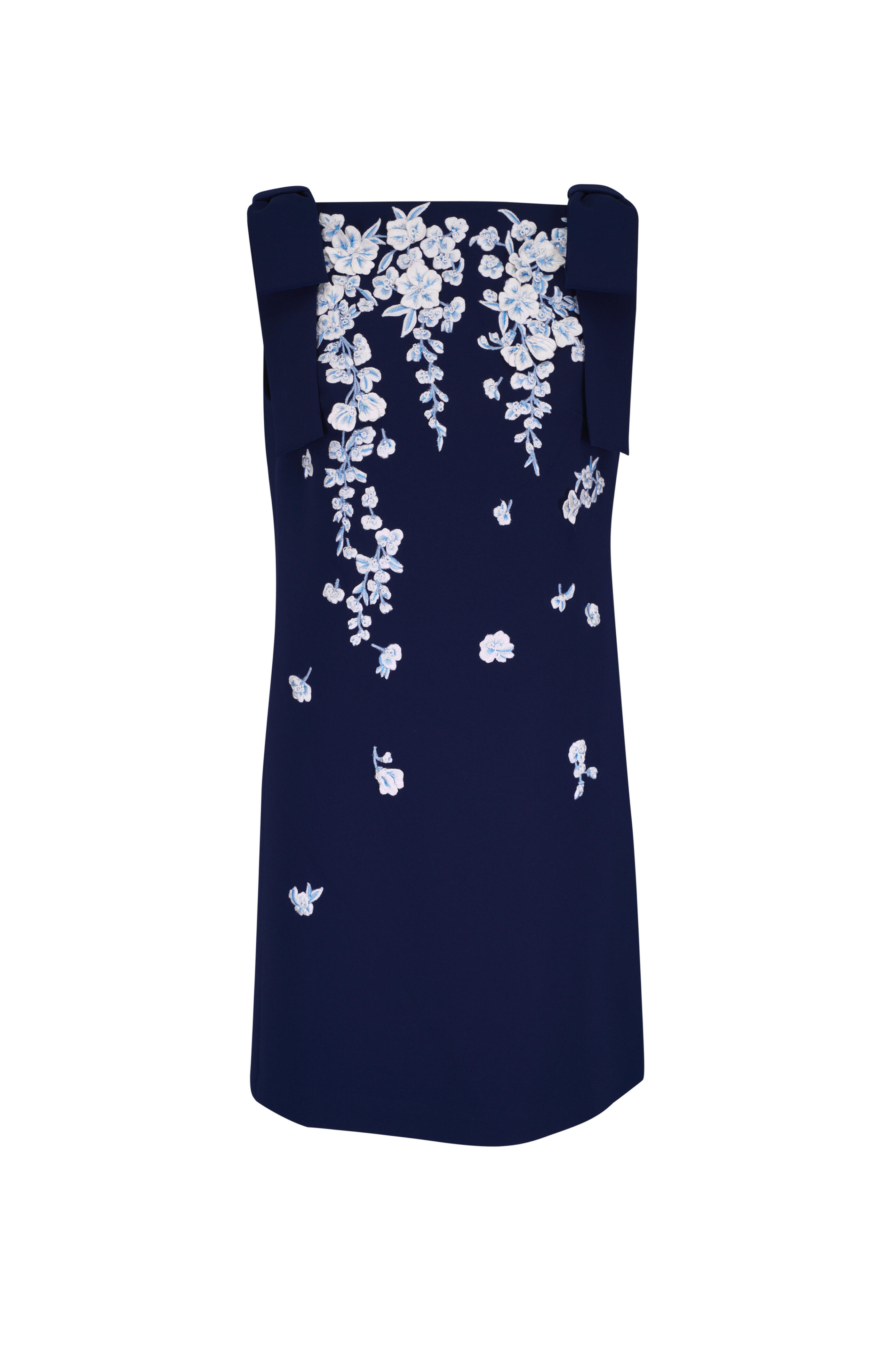 Carolina Herrera - Midnight Embroidered Floral Bow Multicolor Dress