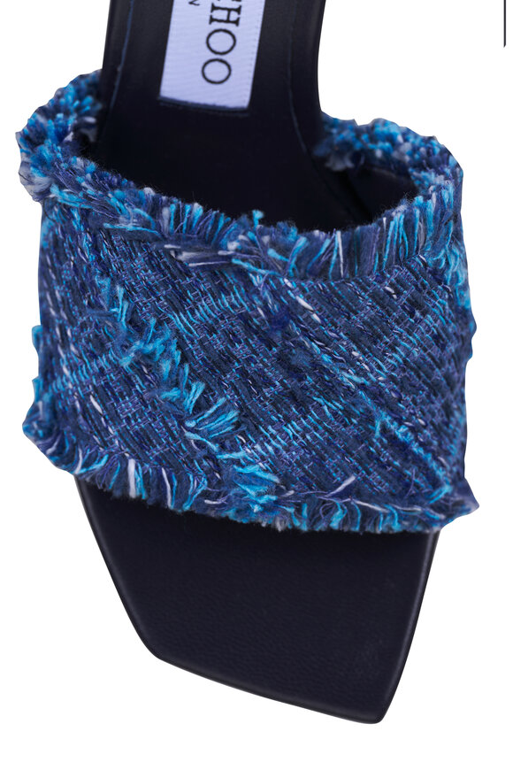 Jimmy Choo Alexia Crosshatch Denim Sandal, 70mm - view 5