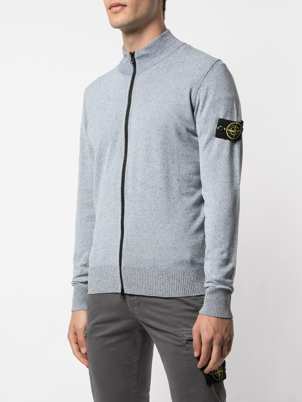 Stone Island - Gray Spray Full Zip Cardigan | Mitchell Stores