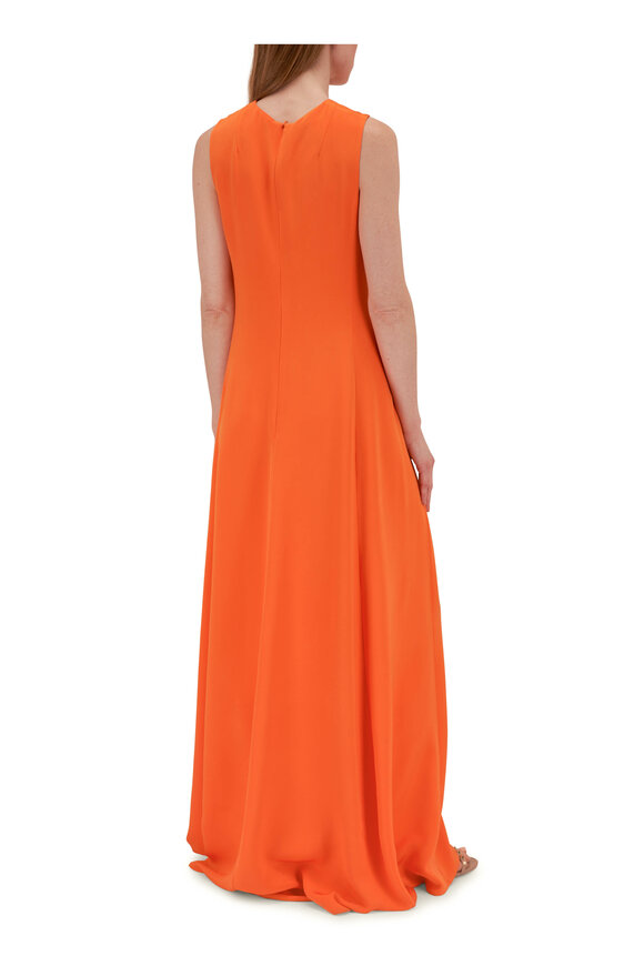 Akris - Pumpkin Silk Crepe High Slit Gown 