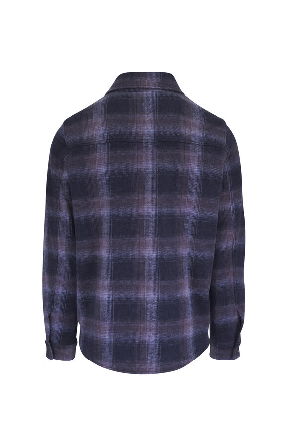 Maurizio Baldassari Blue Night Plaid Virgin Wool Overshirt - view 4