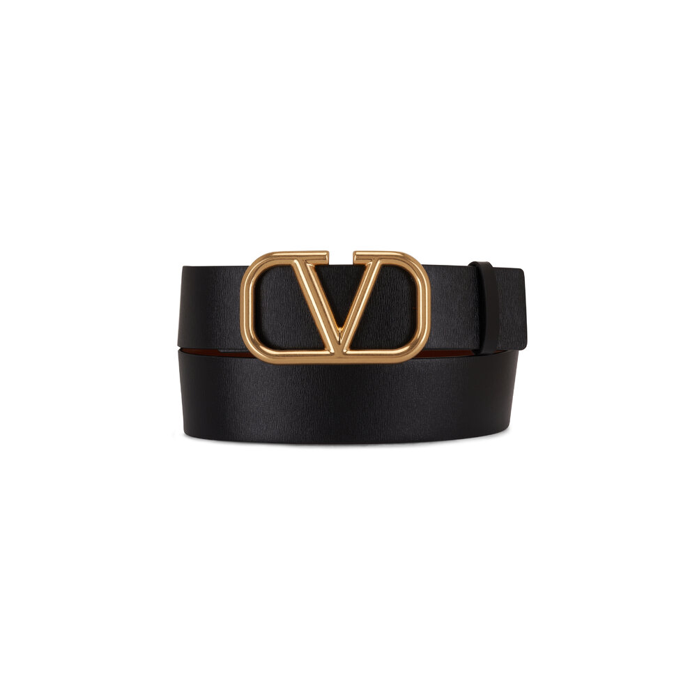 Valentino Garavani, Vlogo Chain Leather Belt, Women, Black, 90cm, Belts