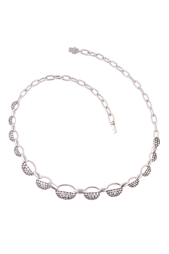 Sylva & Cie 18k White Gold Mixed Diamond Link Necklace - view 1