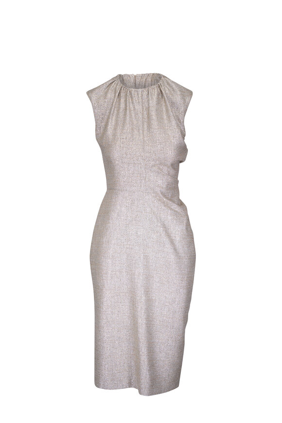 Kiton Gold Sparkle Sleeveless Sheath Dress