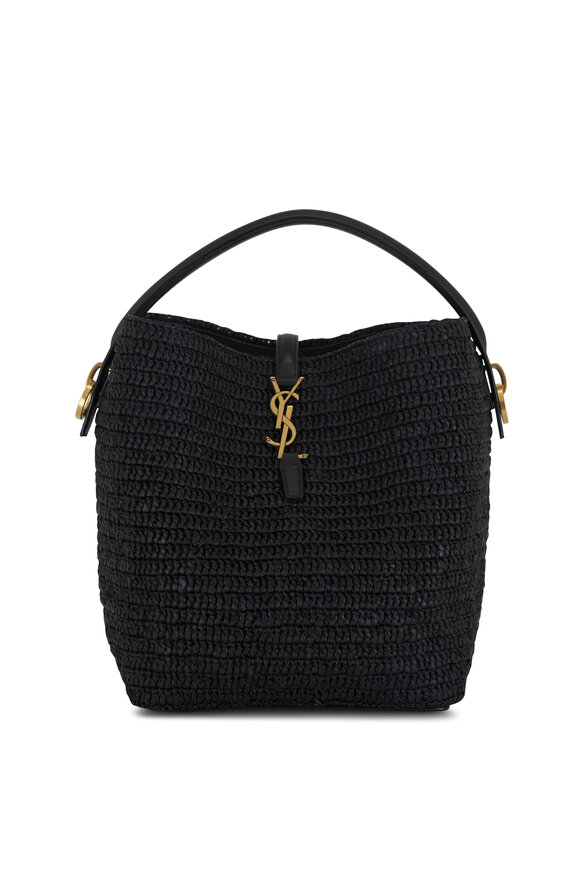 Saint Laurent Le37 Black Raffia Bucket Bag 