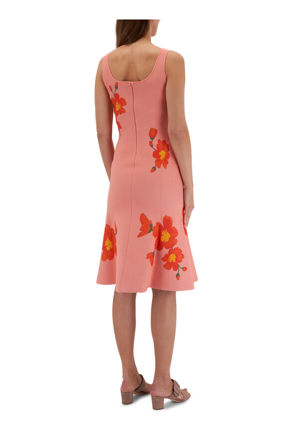 Carolina Herrera - Floral Intarsia Knit Trumpet Midi Dress