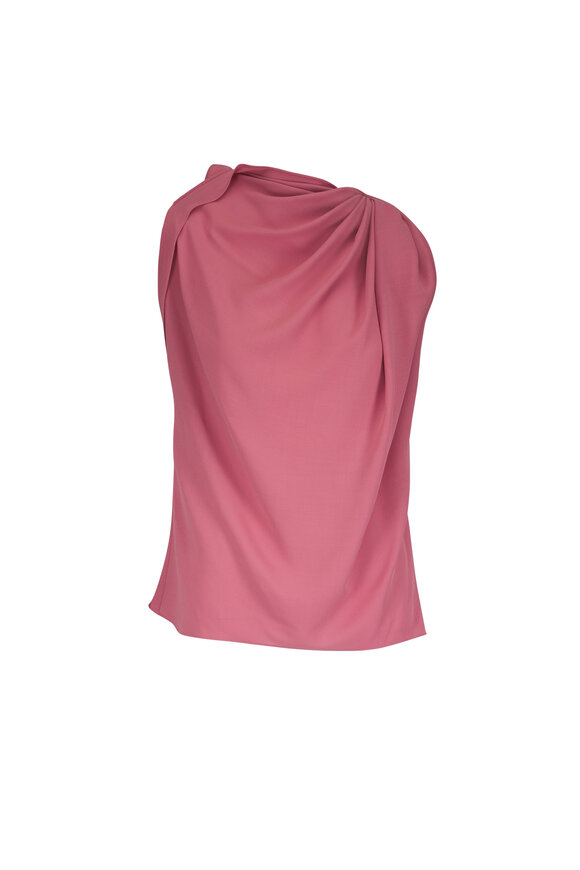Michael Kors Collection Guava Wool Crepe Draped Blouse