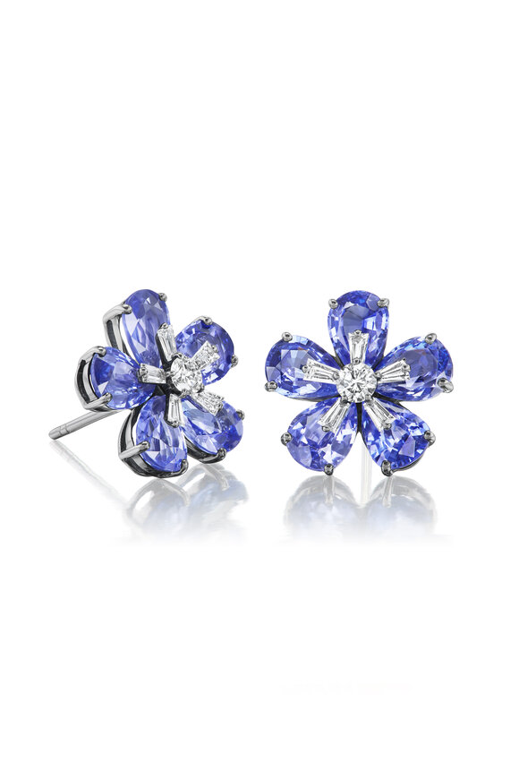 Nam Cho Georgian Rose Sapphire Earrings