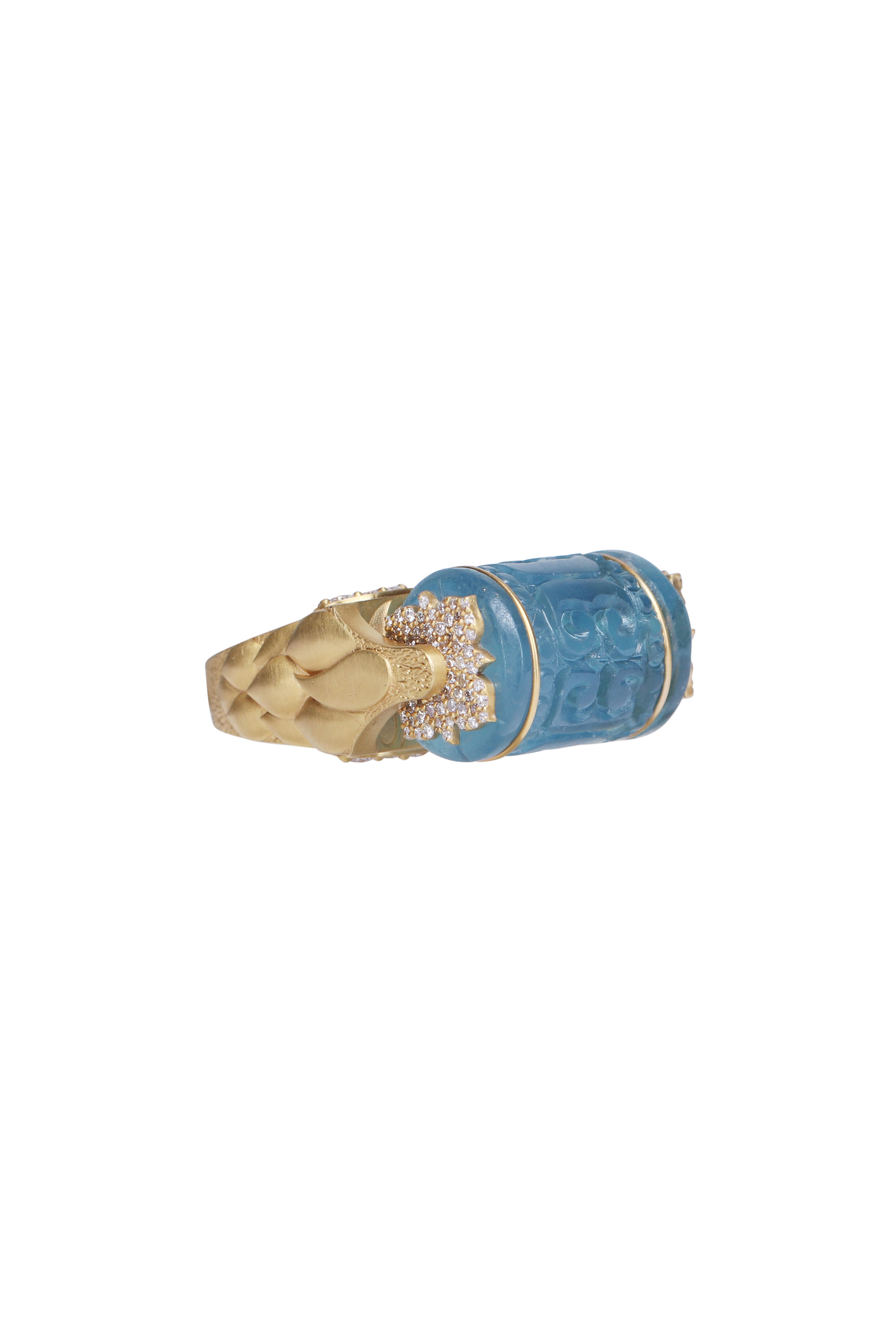 Coomi - Carved Aquamarine Spinner Ring