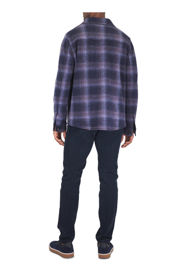 Maurizio Baldassari Blue Night Plaid Virgin Wool Overshirt - view 3