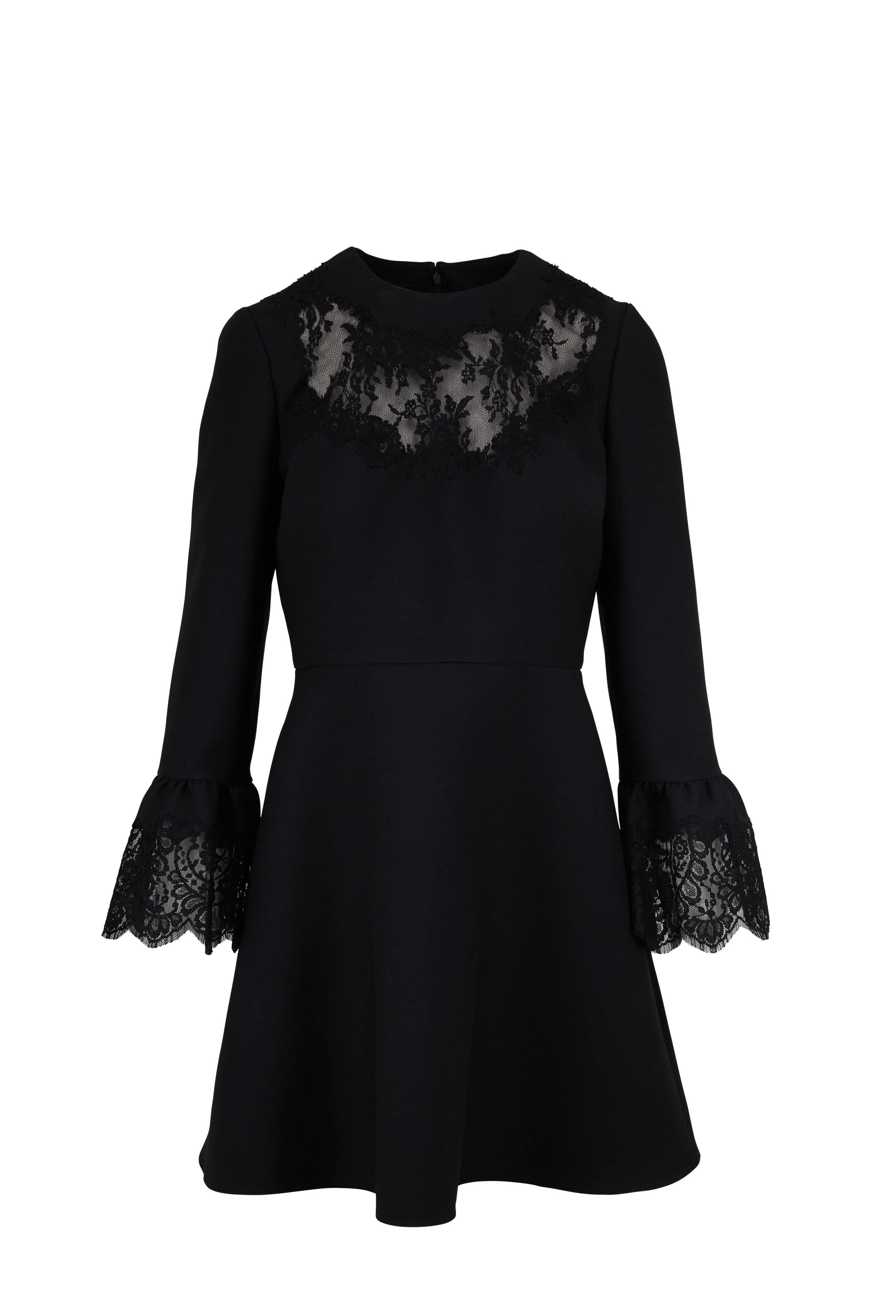 ワンピース VALENTINO BLACK WOOL DRESS Valentino - Black Knit Mini Dress | Mitchell Stores